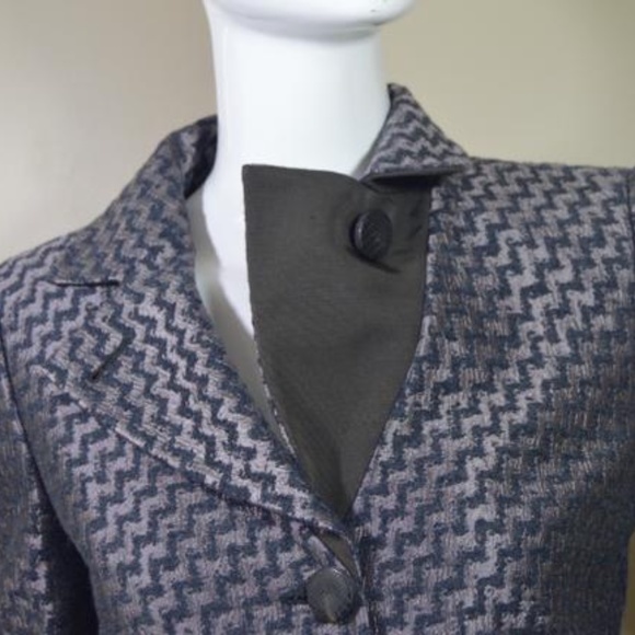 Armani Collezioni Grey/Brown Powerhouse ZigZag Jacket Made in Italy 🇮🇹 - Picture 9 of 16